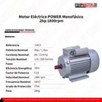 10402 - Motor Electrico POWER Monofasico 2hp - Equipmaster