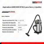 Aspiradora KARCHER NT30-1 para Seco y Liquidos - Equipmaster