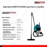 Aspiradora MAKITA VC2000L para Seco y Líquidos- Equipmaster