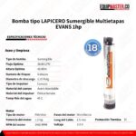 BOMBA tipo LAPICERO Sumergible Multietapas EVANS 1hp- Equipmaster