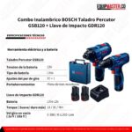 Combo Inalambrico BOSCH Taladro Percutor GSB120 + Llave de Impacto GDR120 -Equipmaster