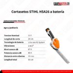 Cortasetos STIHL HSA26 manual a batería - Equipmaster