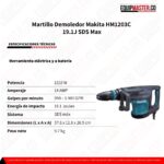 Demoledor Makita HM1203C 19.1J 1510W SDS Max -Equipmaster