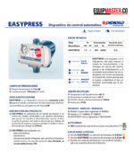 Especificaciones tecnicas de control automatico EasyPress bomba Pedrollo PKm60 -Equipmaster