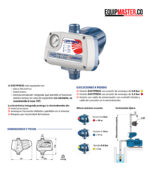 Esquema de instalacion y dimensiones bomba Pedrollo PKm60 EasyPress -Equipmaster