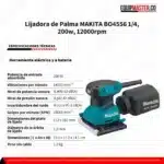 Lijadora de Palma MAKITA BO4556 1/4, 200w, 12000rpm Lija: 112x102mm - Imagen 5