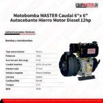 Motobomba caudal 6x 6 autocebante motor Diesel 12hp -Equipmaster