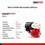 Motor HONDA 9hp GX270H2 QX Gasolina 3600rpm -Equipmaster