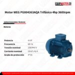 Motor WEG PG004363AQA Trifásico 4hp 3600rpm -Equipmaster