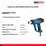 Pistola de calor BOSCH GHG 20-63 1600w - Equipmaster