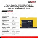 Planta Electrica RDE20SS3 Trifasica ADVANCE - Equipmaster