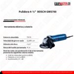 Pulidora 4 BOSCH GWS700 -Equipmaster