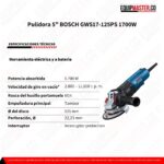 pulidora bosch 1700W 5 GWS17-125PS -Equipmaster