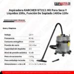 Aspiradora KARCHER NT15-1 MX Para Seco Y Líquidos 15lts - Equipmaster