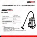Aspiradora KARCHER NT20-1 para seco y líquidos - Equipmaster