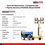 Torre de iluminacion ML44- planta electrica hyundai HYLDG6000CL - Equipmaster