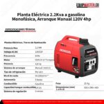 Planta Eléctrica 2.2Kva a gasolina Monofásica, Arranque Manual 120V 4hp_Equipmaster