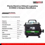 Planta Electrica_950watt a gasolina_GE950-u_ECOMAX 2 tiempos Monofasica_Equipmaster