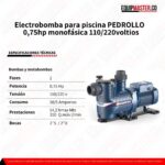 Electrobomba- MAGNIFICA 1M- para piscina PEDROLLO 0,75hp monofásica - Equipmaster