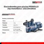 Electrobomba- para piscina PEDROLLO- 1hp monofásica - Equipmaster
