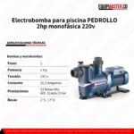 Electrobomba para piscina PEDROLLO- 2hp monofásica 220v- Equipmaster