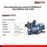 Electrobomba para piscina PEDROLLO 3hp trifásica 220 -240V - Equipmaster