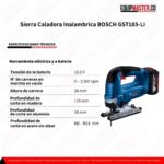 Sierra Caladora a bateria BOSCH GST185-LI- Equipmaster