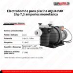 Electrobomba para piscina AQUA PAK 1hp 7,3 amperios monofásica - Equipmaster