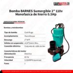Bomba BARNES Sumergible 2 - 110v Monofasica de hierro 0.5Hp - Equipmaster