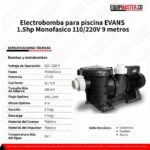 Electrobomba para piscina EVANS Monofasico 9metros -Equipmaster
