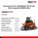 Allanadora de 36 HUSQVARNA CRT 36-26A motor a gasolina HONDA 22hp - Equipmaster