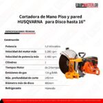 Cortadora de Mano HUSQVARNA K1270RAIL para Disco hasta 16 - Equipmaster