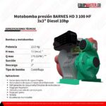 Motobomba presión BARNES HD 3 100 HF - Diesel 10hp - Equipmaster