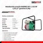 Motobomba presión BARNES HG 1.5 65 HF - gasolina 6,5hp - Equipmaster