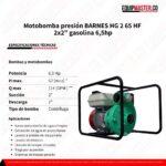 Motobomba presión BARNES HG 2 65 HF gasolina 6.5hp- Equipmaster