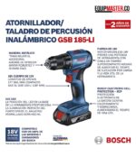 taladro atornillador bosch GSB 185-LI- Equipmaster
