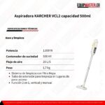 Aspiradora KARCHER VCL2 capacidad 500ml- Equipmaster-
