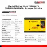 Planta Electrica YDE8600T3 YORKING CABINADA 8800watt, Motor Diesel Trifásica, Arranque Eléctrico - Imagen 2