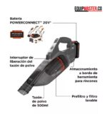 Aspiradora BCHV001D1E-B3 Inalámbrica BLACK&DECKER -Equipmaster
