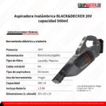 Aspiradora Inalámbrica BLACK&DECKER 20V BCHV001D1E-B3 -Equipmaster