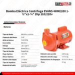 Bomba Electrica Centrifuga 2hp EVANS 4HME200 - Equipmaster