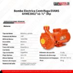 Bomba Electrica Centrifuga 6HME300 EVANS 3hp -Equipmaster