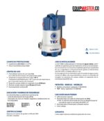 Bomba Sumergible PEDROLLO TEX 2 Monofásica 0,5Hp -Equipmaster