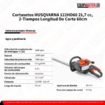 Cortasetos HUSQVARNA 122HD60 21,7 cm³, 2-Tiempos Longitud De Corte 60cm, Gran potencia de corte - Imagen 4