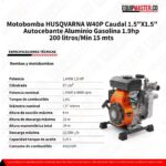 Motobomba HUSQVARNA W40P 1.9HP -Equipmaster