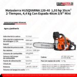 Motosierra 120-40 HUSQVARNA 1.93 hp -Equipmaster