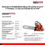 Motosierra 288xp-90 HUSQVARNA 6,03hp -Equipmaster