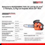 Motosierra HUSQVARNA T435-30 2,01 hp -Equipmaster