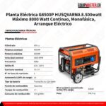 Planta Eléctrica G8500P HUSQVARNA 8.500watt -Equipmaster