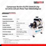 Compresor ELITE CA1012D tipo odontologico - Equipmaster